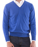Blue V Neck Sweater 100% Cotton