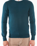 Green Crew Neck Sweater 100% Wool