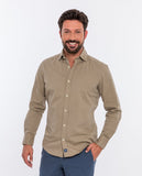Camisa Casual 100% Algodão em Castanho