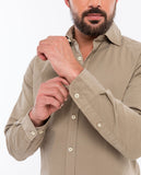 Camisa Casual 100% Algodão em Castanho