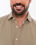 Camisa Casual 100% Algodão em Castanho