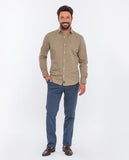 Camisa Casual 100% Algodão em Castanho