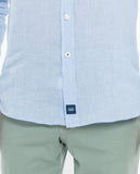 Camisa Casual 100% Linho em Azul Claro