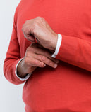 Camisola Decote em V 100% Lã Merino em Cor de Laranja Escuro