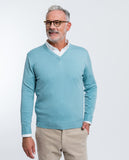 Light Green V Neck Sweater 100% Merino Wool