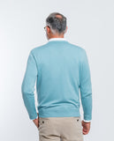 Light Green V Neck Sweater 100% Merino Wool