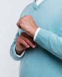 Light Green V Neck Sweater 100% Merino Wool