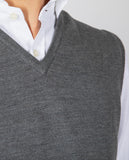 Dark Grey V Neck Sweater 100% Merino Wool