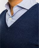 Camisola Decote em V em Azul