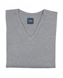 Camisola Decote em V em Cinzento Claro