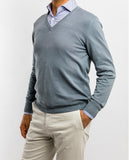 Grey V Neck Sweater 100% Cotton