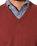 Camisola Decote em V 100% Caxemira em Cor-de-rosa Escuro