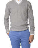 Camisola Decote em V 100% Lã Merino em Cinzento