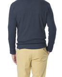 Camisola Decote em V 100% Lã Merino em Azul Escuro