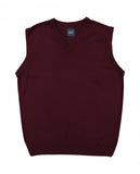 Dark Bordeaux V Neck Sweater 100% Merino Wool