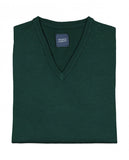 Camisola Decote em V 100% Lã Merino em Verde Escuro
