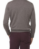 Camisola Decote em V 100% Lã Merino em Cor de Areia Escuro