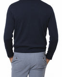 Camisola Decote em V 100% Lã Merino em Azul Escuro