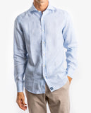 Camisa Casual 100% Linho em Azul Claro