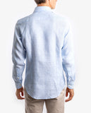 Camisa Casual 100% Linho em Azul Claro