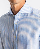 Camisa Casual 100% Linho em Azul Claro