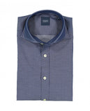 Camisa Casual 100% Algodão em Azul Escuro