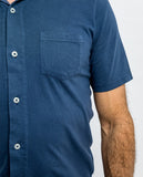 Camisa Casual 100% Algodão em Azul Escuro