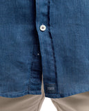 Camisa Casual 100% Linho em Azul Escuro