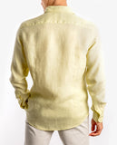 Camisa Casual 100% Linho em Amarelo Claro