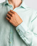 Camisa Casual 100% Linho em Verde Claro