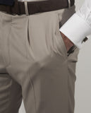 Dark Beige Classic Trousers Regular 100% Wool