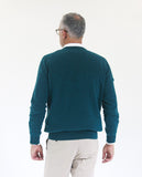 Camisola Decote em V 100% Lã em Verde Petróleo